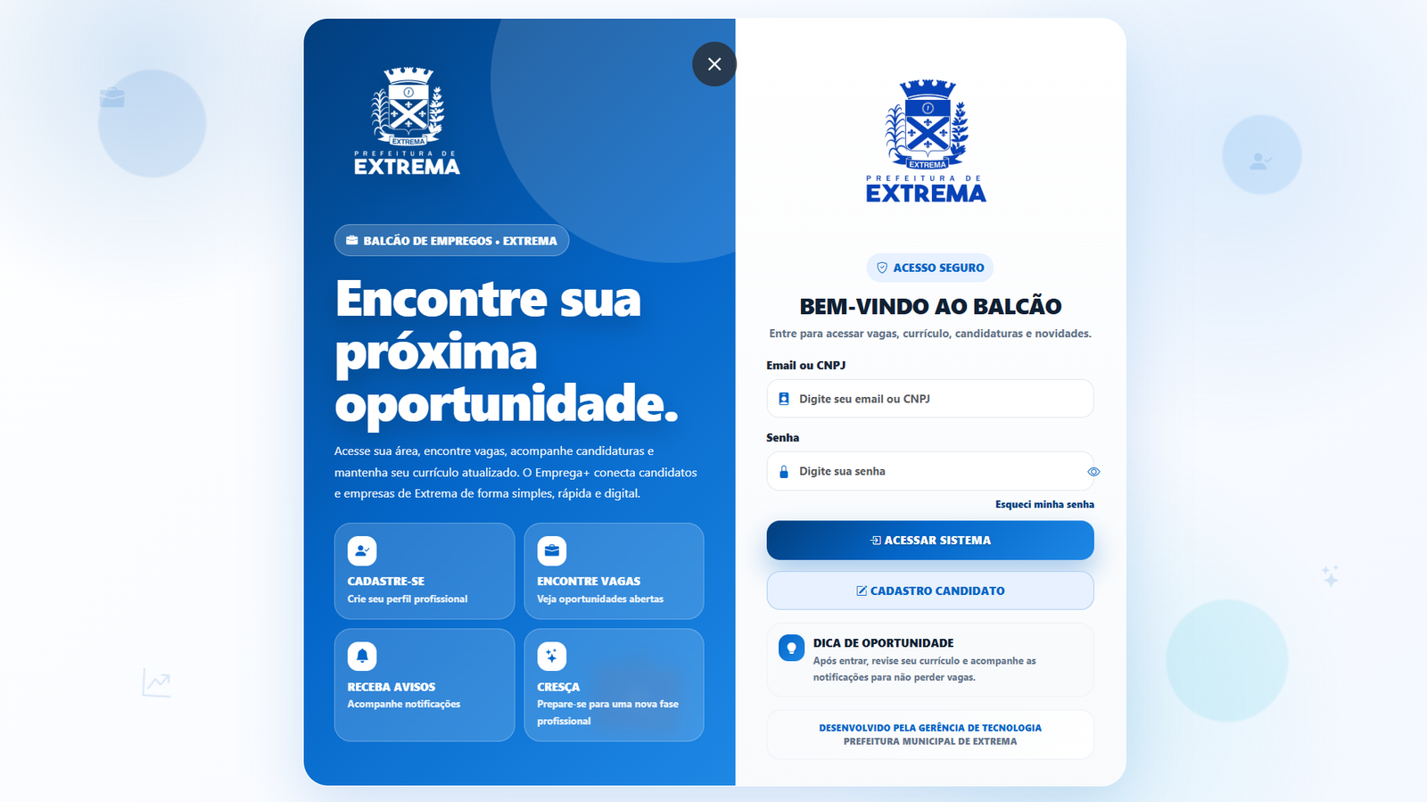 Mais oportunidades para trabalhar
